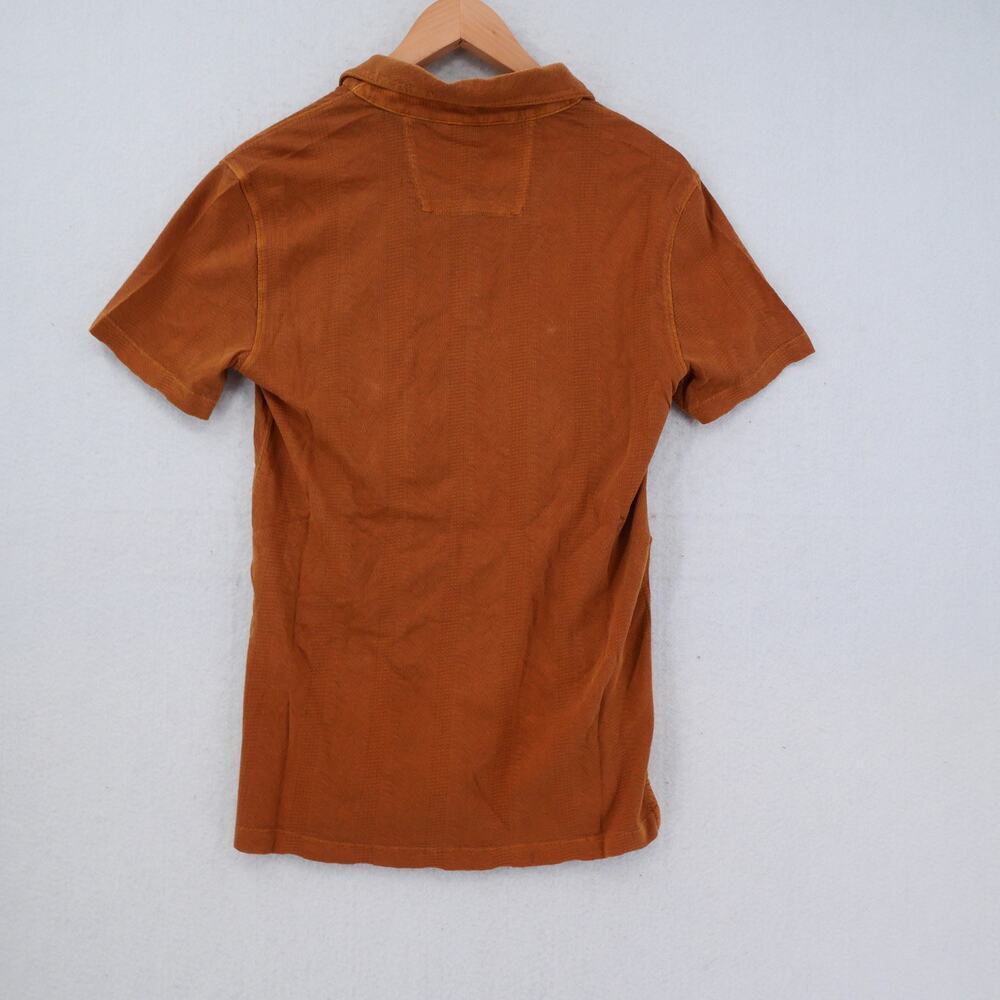 New John Varvatos Zion Polo Sienna Brown Textured Organic Cotton Men's XS - Picture 13 of 14